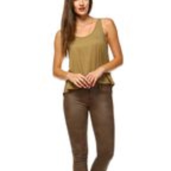 Tops - Khaki Cropped Tank